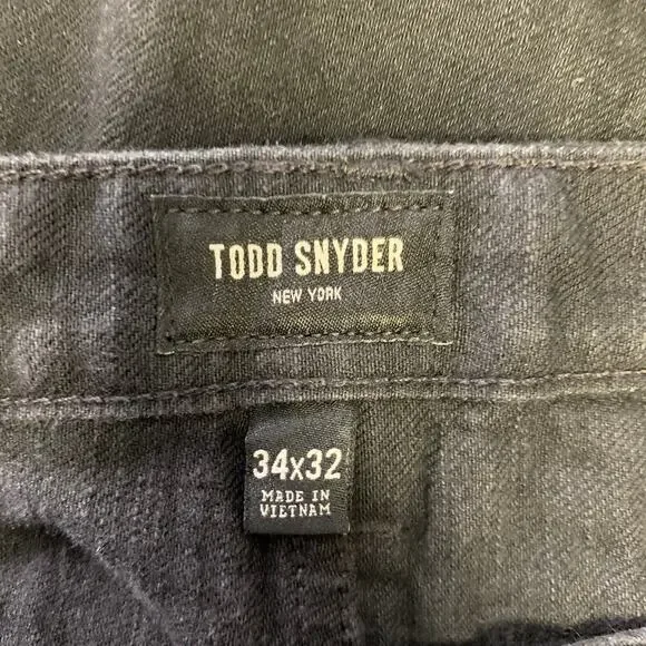 TODD SNYDER Size 34 Black Cotton Blend Button Fly Jeans